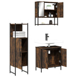 3 Piece Bathroom Furniture Set Smoked Oak Engineered Wood 3214702