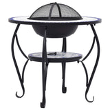 Mosaic Fire Pit Table Blue and White 68 cm Ceramic 46724