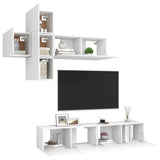 7 Piece TV Cabinet Set White Engineered Wood 3078708