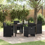 Garden Dining Set with Cushion 5 pcs Black Poly Rattan 3379946