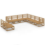 9 Piece Garden Lounge Set Honey Brown Solid Pinewood 3075857