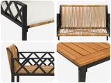 Outdoor Furniture Set 3 pcs Brown and Cream White Poly Rattan 42025349