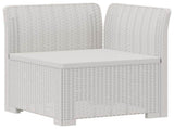 3-Seater Garden Sofa Rattan Look PP White 3443816