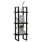 3-Tier Book Cabinet Black 40x30x105 cm Solid Pinewood 806496