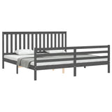 Bed Frame without Mattress Grey 200x200 cm Solid Wood 3194268