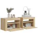 Bedside Cabinets 2 pcs with LEDs Sonoma Oak 60x35x40 cm 3080737