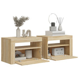 Bedside Cabinets 2 pcs with LEDs Sonoma Oak 60x35x40 cm 3080737