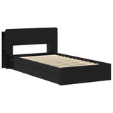Bed Frame with Storage Black 75 x 190 cm Engineered Wood 3433526