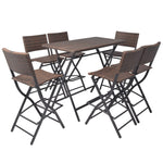 7 Piece Folding Outdoor Dining Set Steel Poly Rattan Brown 42877