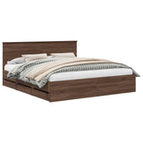 Bed Frame with Drawer Brown Oak 200 x 200 cm Engineer Wood 3407955