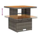 Garden Table Grey 80x80x71 cm Poly Rattan and Acacia Wood 368270