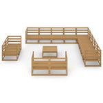 ZNTS 14 Piece Garden Lounge Set Solid Pinewood 3075972