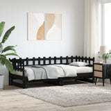 Pull-out Day Bed without Mattress Black 2x cm Solid Wood 840393