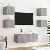 ZNTS 6 Piece TV Wall Units with LED Grey Sonoma Engineered Wood 3216816