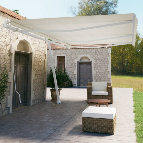 ZNTS Freestanding Manual Retractable Awning 600x350 cm Cream 3069677