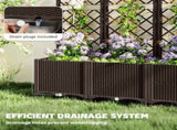 Raised Garden Bed with Trellis, Plastic Planter Box with Drainage Holes and Drain Plugs for Climbing T3398P311652