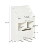 Kids Bookshelf, Toy Organiser, with Storage Drawer, Wheels - White T3398P347679