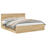 Bed Frame Sonoma Oak 200 x 200 cm Engineered Wood 3408636
