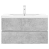 Sink Cabinet with Built-in Basin Concrete Grey Engineered Wood 3071643