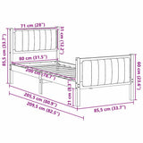 Bed frame Brown and taupe 80 x 200 cm Solid pine wood 878502