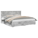 Bed Frame Concrete Grey 200 x 200 cm Engineered Wood 3411267