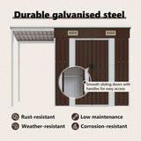 Garden Shed with Extended Roof Brown 277x107x181 cm Steel 364527