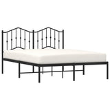 Metal Bed Frame without Mattress with Headboard Black 140x190cm 373789