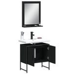 ZNTS 2 Piece Bathroom Cabinet Set Black Engineered Wood 3214334