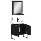 ZNTS 2 Piece Bathroom Cabinet Set Black Engineered Wood 3214334