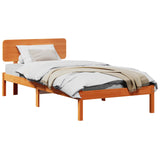 Bed Frame with Headboard Wax Brown 90 x 200 cm Solid Pine Wood 872124