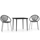 Dining Set Black Powder-coated steel, glass, PVC rattan Stackable 3099131