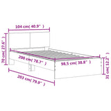 Bed Frame without Mattress with Headboard Grey Sonoma 100x200 cm 838622