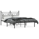 ZNTS Metal Bed Frame without Mattress with Headboard Black 140x200cm 374340