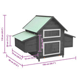 Chicken Coop Grey and White 150x96x110 cm Solid Firwood 171460