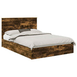 Storage Bed with Drawer Smoked Oak 140 x 190 cm Engineered Wood 3409549