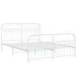 Metal Bed Frame without Mattress with Footboard White 150x200cm 376669