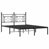 Metal Bed Frame without Mattress with Headboard Black 140x200cm 374340