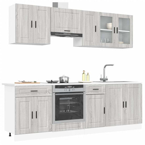 ZNTS 8 Piece Kitchen Cabinet Set Kalmar Grey Sonoma Engineered Wood 3314847