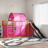 Bunk Bed without Mattress with Slide and Curtains Pink 90x200 cm 3284142