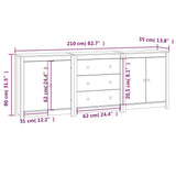 ZNTS Sideboard White 210x35x80 cm Solid Wood Pine 3114070