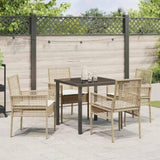 Garden Dining Set with Cushion 5 pcs Beige Poly Rattan 3379892
