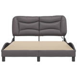 Bed Frame with LED without Mattress "Hvar" Grey 140x200 cm 3213937