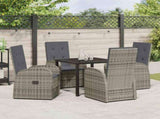 Garden Dining Set with Cushion 5 pcs Grey Poly Rattan 3379493