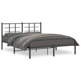 Metal Bed Frame without Mattress with Headboard Black 160x200cm 355564