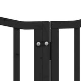 Dog Gate with Door Foldable 9 Panels Black 450 cm Poplar Wood 3155600