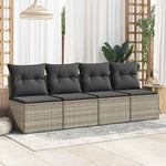 2 Piece Garden Sofa Set with Cushions Light Grey Poly Rattan Acacia 3325248