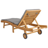 Sun Lounger Brown and Light Grey Polyester 42032687