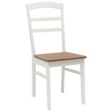 Dining Chair 2 pcs White and Natural Solid Rubber Wood 42020497