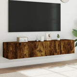 TV Wall Cabinets with LED Lights 2 pcs Smoked Oak 80x35x31 cm 837290