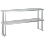 Kitchen Work Table with Overshelf 120x60x145 cm Stainless Steel 3155992